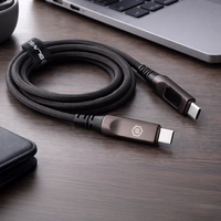 Blavec Kabelis Lumix pīts - Typ C na Typ C - PD 240W 5A LED display 1,2 metra Apple CarPlay/Android Auto (CLU-CC5BG12) melns-pelēks