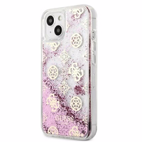 Guess GUHCP13SLGPEPI iPhone 13 mini 5.4" rozā/rozā cietais apvalks Peony Liquid Glitter
