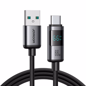 Joyroom S-A16 Pro Prism sērijas 66W USB-A - USB-C kabelis ar ekrānu 1,2 m - melns