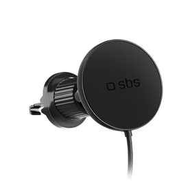 Viedtālruņa turētājs ar lādētāju SBS TESUPPMAG15WVENT, saderīgs ar MagSafe – melns