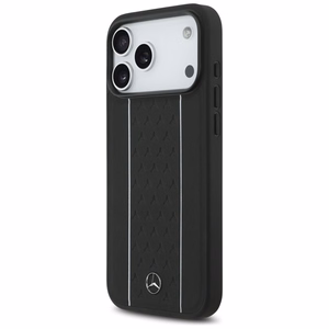 Mercedes Leather Star Pattern Stripes MagSafe Чехол для iPhone 17 Pro Max - чёрный