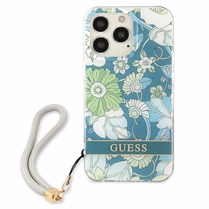 Guess GUHCP13XHFLSN iPhone 13 Pro Max 6.7" zaļš cietais viedtālruņa apvalks ar ziedu siksniņu
