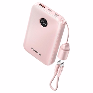 Vention FKAP0-C 10000mAh 22.5W portatīvais lādētājs USB rozā