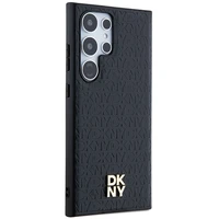 DKNY Ādas raksta metāla logotips Magnētiskais viedtālruņa apvalks Samsung Galaxy S24 Ultra - melns