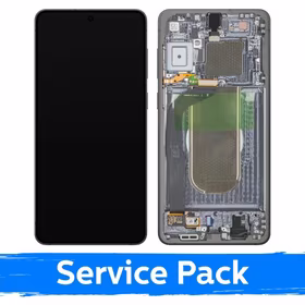 LCD displejs saderīgs ar Samsung S937 S25 Edge ar rāmi / Titanium Silver / (Service Pack)