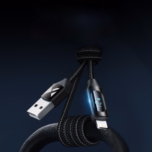 USB-A - Lightning kabelis Wozinsky WUALC2 ar LED ekrānu 2.4A 2m - melns