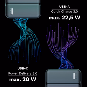 Kruger&Matz 20 000 mAh Li-pol ārējais akumulators ar QC un PD
