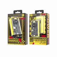 WEKOME WP-345 Vanguard Series - Power bank 10000 mAh Fast Charging with built-in USB-C & Lightning PD 20W kabelis + QC 22.5W (dzeltens)