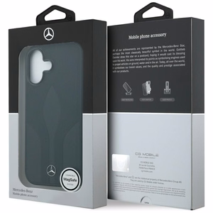 Mercedes ādas The Move magnētiskais viedtālruņa apvalks iPhone 17 - melns