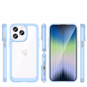Outer Space viedtālruņa apvalks iPhone 14 Pro Max cietais apvalks ar gēla rāmi zila
