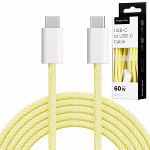 Krüger&Matz Basic USB-C–USB-C kabelis, 60 W, 1 m, dzeltens
