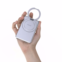 Dudao K28 10000mAh PD 22.5W Magnētiskā portatīvais lādētājs ar metāla apvalku un gredzena statīvu - pelēka