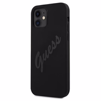 Guess GUHCP12SLSVSBK iPhone 12 mini 5.4" melns/melns cietais apvalks Script Vintage