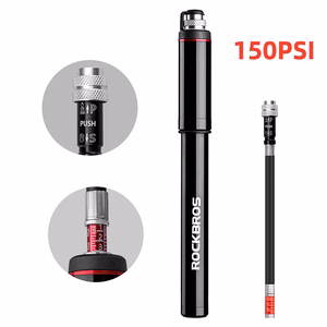 Rockbros SMART-B 150 PSI mini velosipēda pumpis Presta un Schrader ventiļiem – krāsa: melna