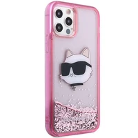 Karl Lagerfeld KLHCP12MLNCHCP iPhone 12/12 Pro 6.1" rozā/rozā cietais apvalks Mirdzošs Choupette Galva