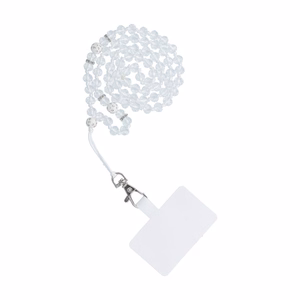 CRYSTAL DIAMOND tālruņa siksniņa, tālruņa piekariņš / auklas garums 74 cm (37 cm cilpā) / uz kakla – balts
