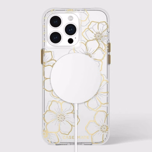 Case-Mate Floral Gems MagSafe vāciņš ierīcei iPhone 15 Pro Max, zelta krāsā