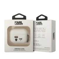Karl Lagerfeld KLACAPSILKCW AirPods Pro apvalks balts/balts Silikona Karl & Choupette