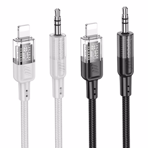 AUX kabelis Jack 3,5 mm uz Lightning Hoco 1,2 m UPA27 melns