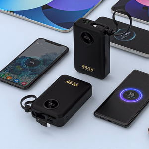 Dudao K14+ portatīvais lādētājs 20000mAh 22.5W USB-C / USB-A / iebūvēti Lightning un USB-C kabeļi - melns