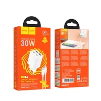 Lādētājs Hoco 2 x USB C + 2 x USB A QC3.0 PD 3A 30W + kabelis USB C uz USB C N56 balts