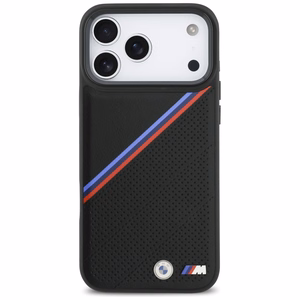 BMW M Tricolor Metal Logo MagSafe viedtālruņa apvalks iPhone 17 Pro Max - melns