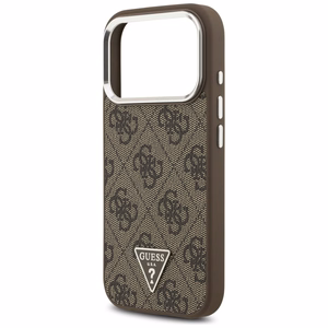 Guess Чехол для iPhone 17 Pro совместимый с MagSafe GUHMP17LP4TSRCMW (PU 4G W/Triangle Logo SL) коричневый