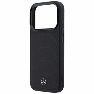 Mercedes Leather Mesh with Bow Line MagSafe maciņš iPhone 17 Pro Max, melns