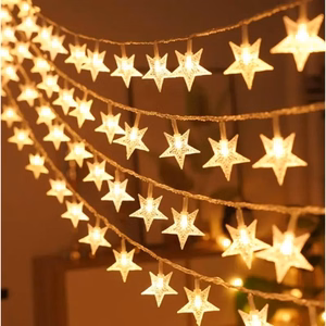 LED virtene 10M (80 LED spuldzītes) USB zvaigznes, silti balta