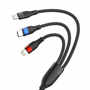 3mk Hyper Cable N-SERIES 3 in 1 USB-A / Lightning / Micro 1.2m 9V/2A 18W - melns