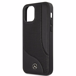 Mercedes Ādas perforētās zonas viedtālruņa apvalks iPhone 12 mini - melns