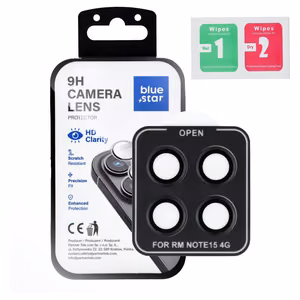 Kameras objektīva aizsargs BLUE STAR Easy Install XIAOMI Redmi NOTE 15 15 4G melns