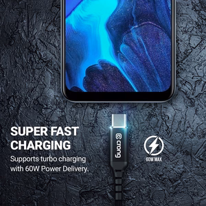 Crong Armor Link USB-A–USB-C kabelis, 1.5 m, 60 W / 3 A, melns