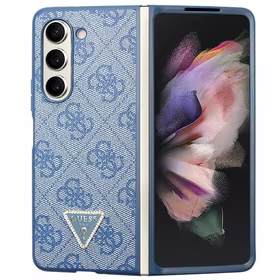 Guess 4G trīsstūris strass viedtālruņa apvalks Samsung Galaxy Z Fold 5 - zila