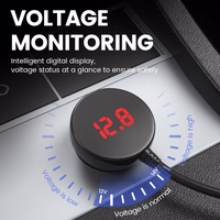 Auto cigarešu aizdedzinātāja ligzdas sadalītājs LM21 - 3 ligzdas + USB + Type C - QC 3.0 PD 3A 122W ar displeju un kabeli