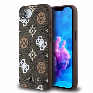Guess PU 4G Peony viedtālruņa apvalks iPhone 16e ar MagSafe - brūns