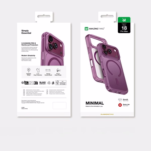 AmazingThing Minimal Mag Drop Proof 3 Lens vāciņš modelim iPhone 18 Pro Max, ar siksniņas stiprinājumu, saderīgs ar MagSafe – violets