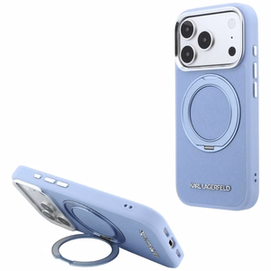 Gaiši zils KARL LAGERFELD vāciņš modelim IPHONE 18 Pro/17 Pro (Saffiano Classic Logo), saderīgs ar MagSafe