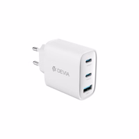 Devia wall lādētājs Extreme PD GaN 65W 2x USB-C 1x USB balts + kabelis USB-C - USB-C laptop lādētājs