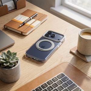 Case for iPhone 17 Frame Circle Stand compatible with MagSafe transparent
