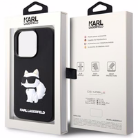 Karl Lagerfeld KLHCP14X3DRKHNK iPhone 14 Pro Max 6.7" melns/melns cietais viedtālruņa apvalks Rubber Choupette 3D