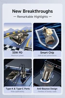 Auto lādētājs Awei C-857 33W USB-C/USB-A melns