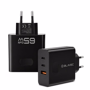 Blavec sienas lādētājs BC-11 GaN - USB + 2xType C - QC PD 65W 3A (TCBC11G-U2CB653A) melns