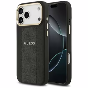 Guess 4G Stripe Magnētiskais viedtālruņa apvalks iPhone 17 Pro Max - melna
