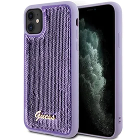 Guess Sequin Script Metal apvalks viedtālrunim iPhone 11 / Xr - violets