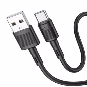Hoco X83 USB-A – USB-C kabelis Cable USB A to USB C Hoco 3A 1 m X83, melns, 1 m, 3A