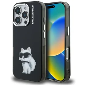 Karl Lagerfeld IML Aquarelle Choupette & Logo macins iPhone 16 Pro Max - melns