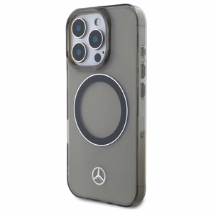Mercedes sudraba gredzena Magnētiskais viedtālruņa iPhone 16 Pro apvalks - melns