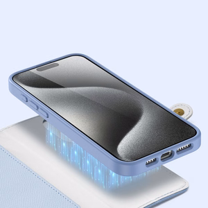 Dux Ducis Lawa ādas viedtālruņa apvalks iPhone 15 Pro - zils