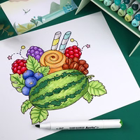 Double-sided Marker Pens ARRTX Alp, 24 Colours, zaļš tone shade